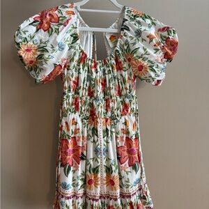 FARM Rio Floral Puff Sleeve Mini Dress